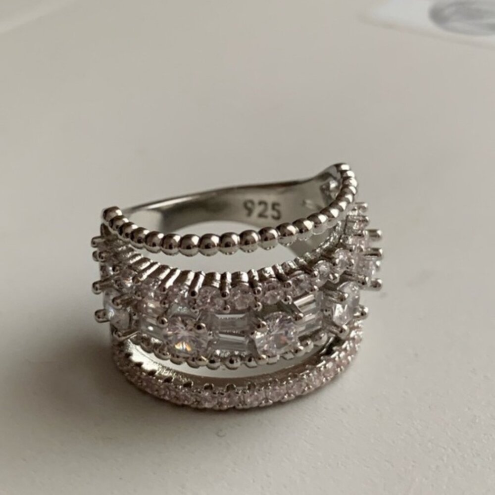 NEW 925 Sterling Silver Diamond Multi Band Ring - Picture 6 of 6